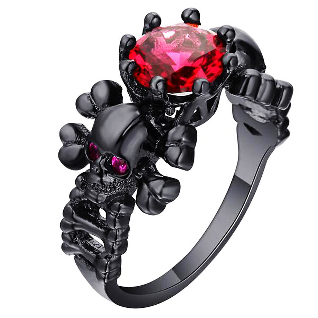 Austrian Retro Rose Skull CZ Ring