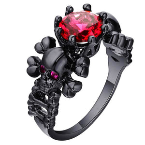 Austrian Retro Rose Skull CZ Ring