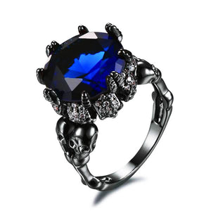 Austrian Gothic Big CZ Crystal  Black Gun Ring