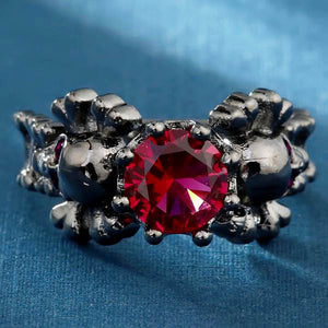 Austrian Retro Rose Skull CZ Ring