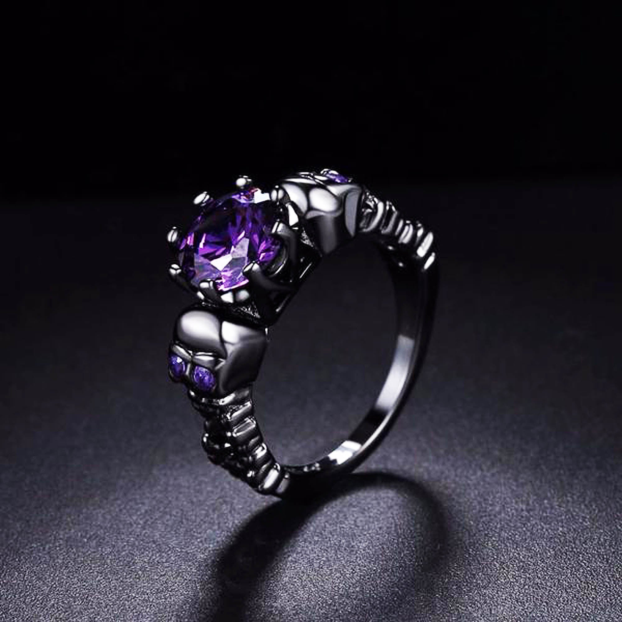 Austrian Gothic Black Gun CZ Crystal Ring