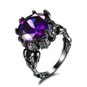 Austrian Gothic Big CZ Crystal  Black Gun Ring