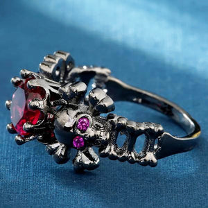 Austrian Retro Rose Skull CZ Ring