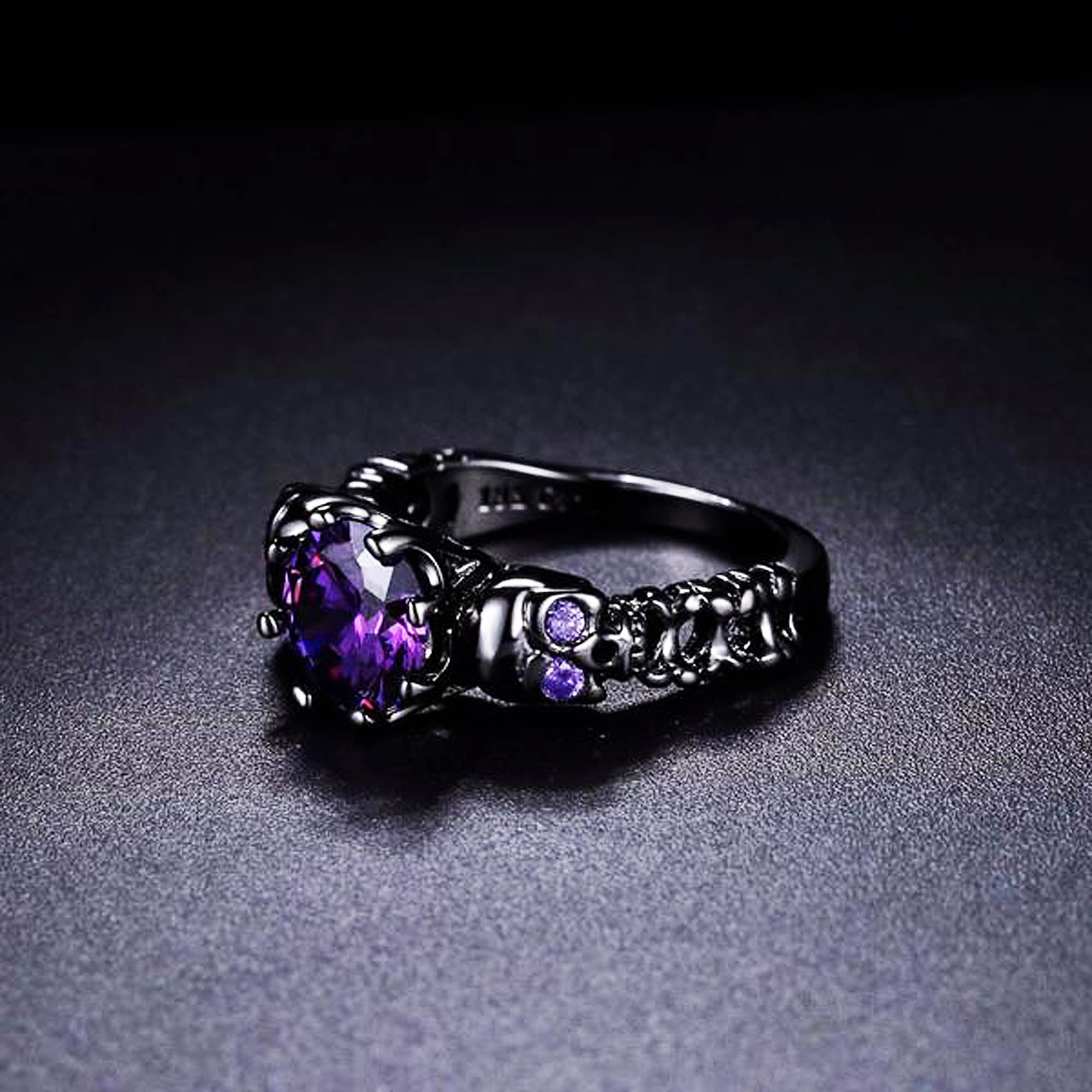Austrian Gothic Black Gun CZ Crystal Ring