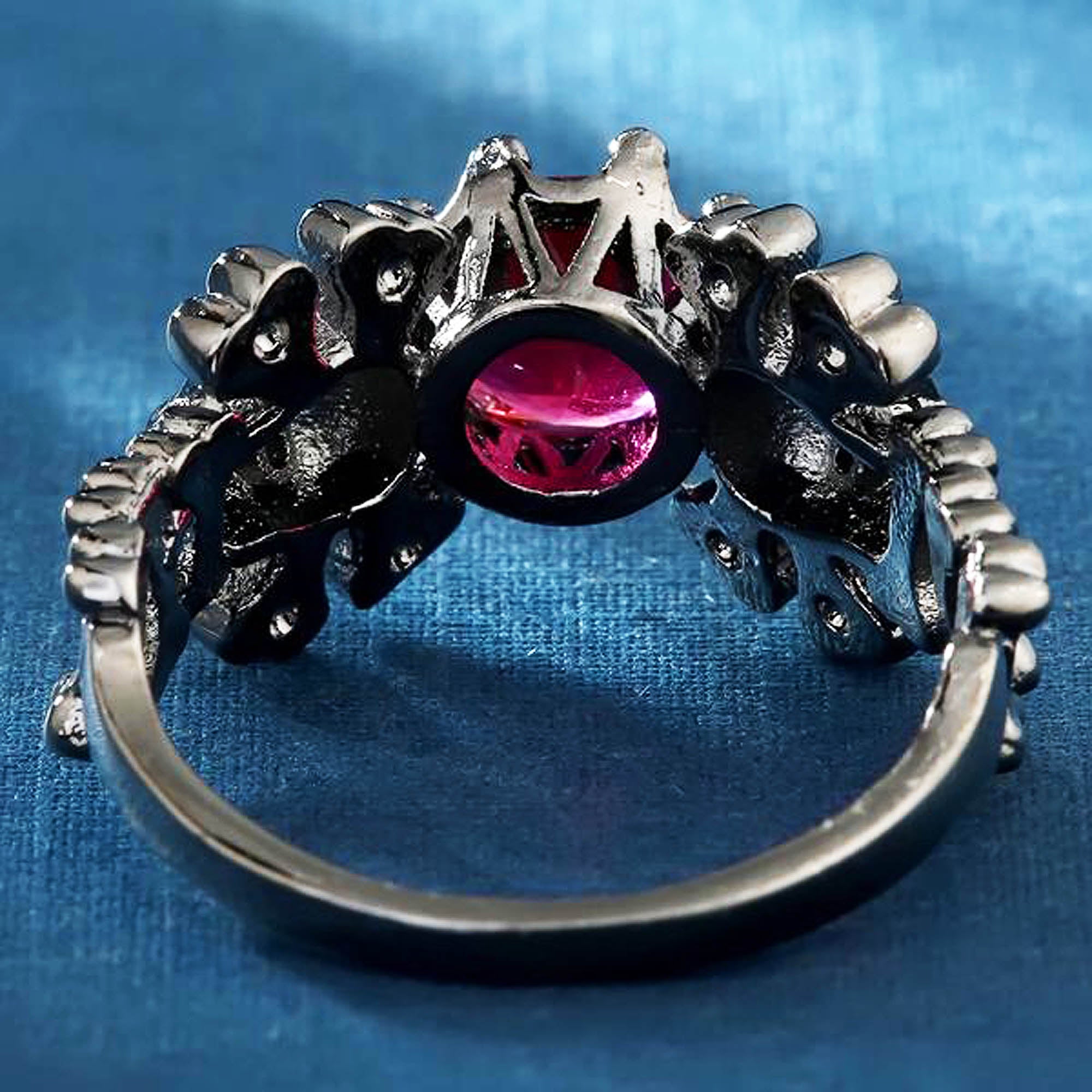 Austrian Retro Rose Skull CZ Ring