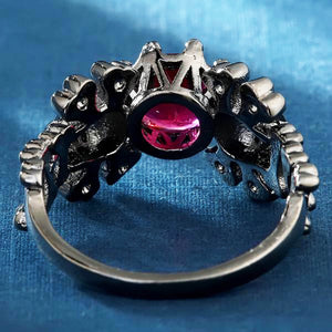 Austrian Retro Rose Skull CZ Ring