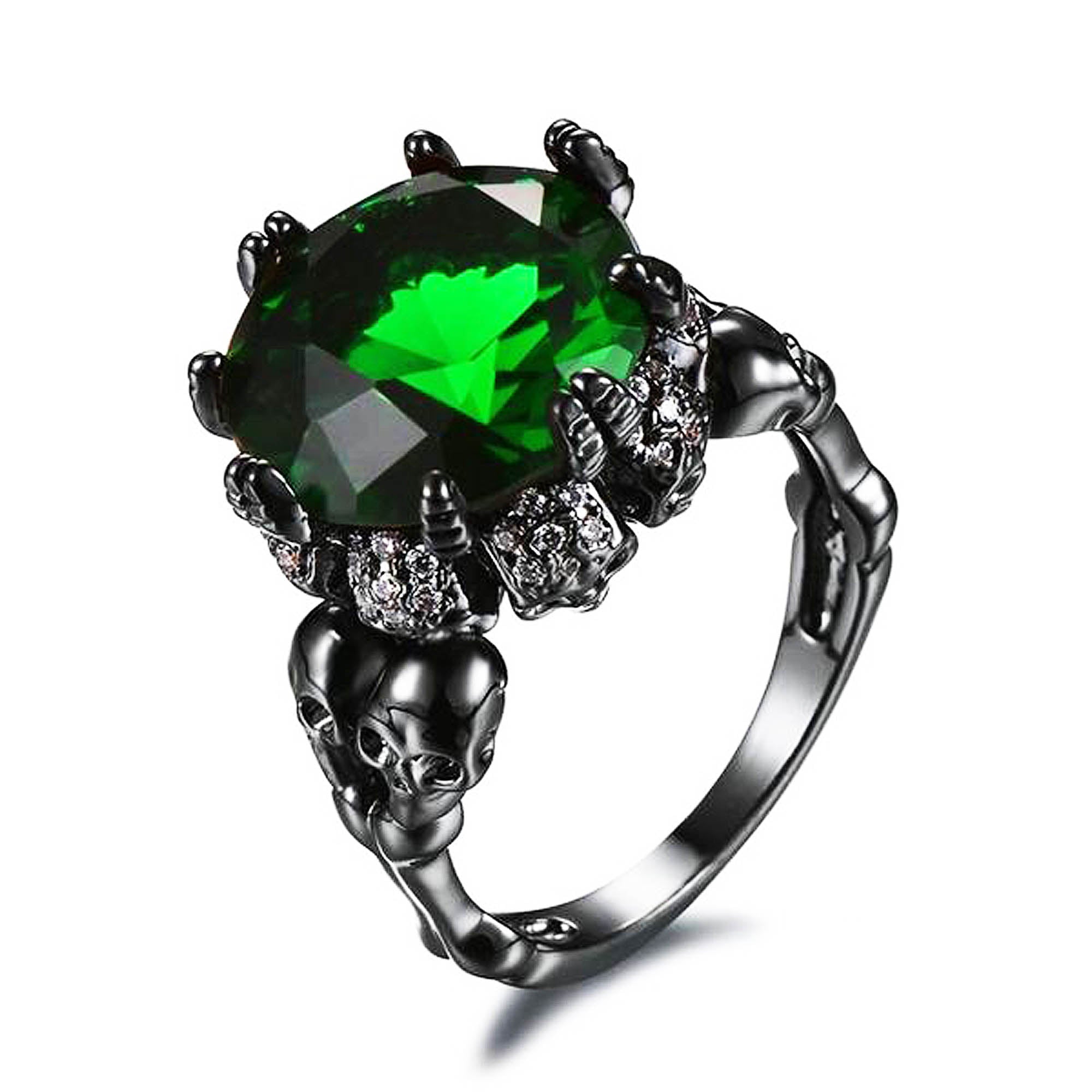 Austrian Gothic Big CZ Crystal  Black Gun Ring