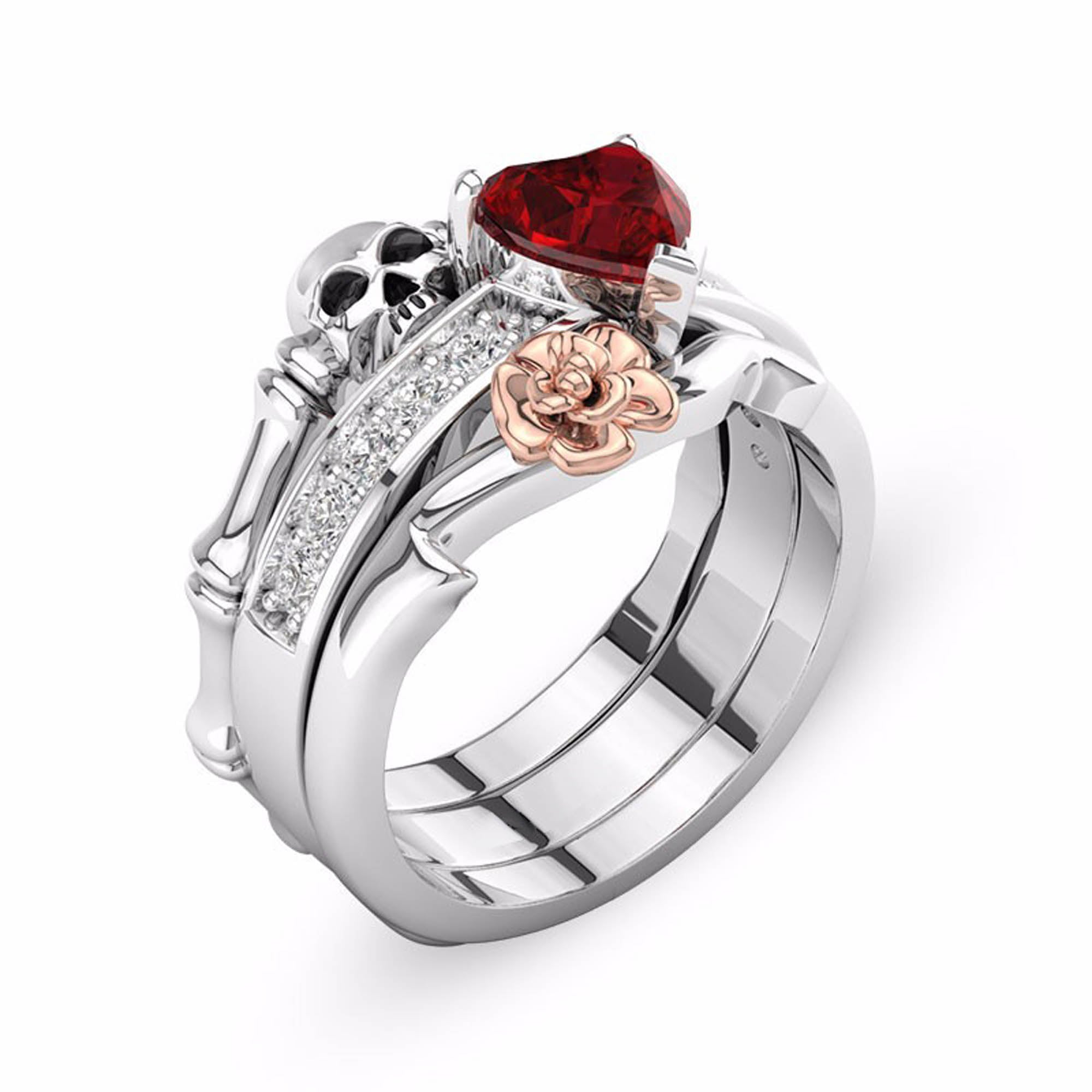 Austrian CZ Crystal 3 Style Gothic Silver Ring
