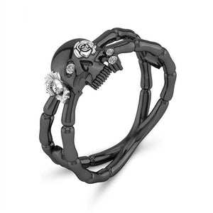 Gothic Round Silver or Black Gold CZ Crystal Ring