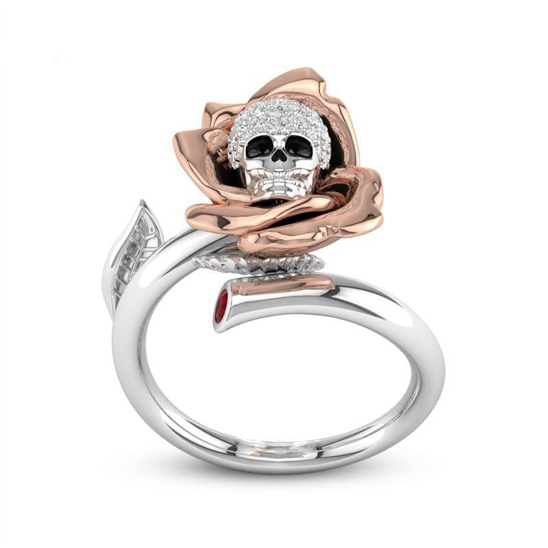 Austrian CZ Crystal Skull Ring -One Size (Adjustable Size)