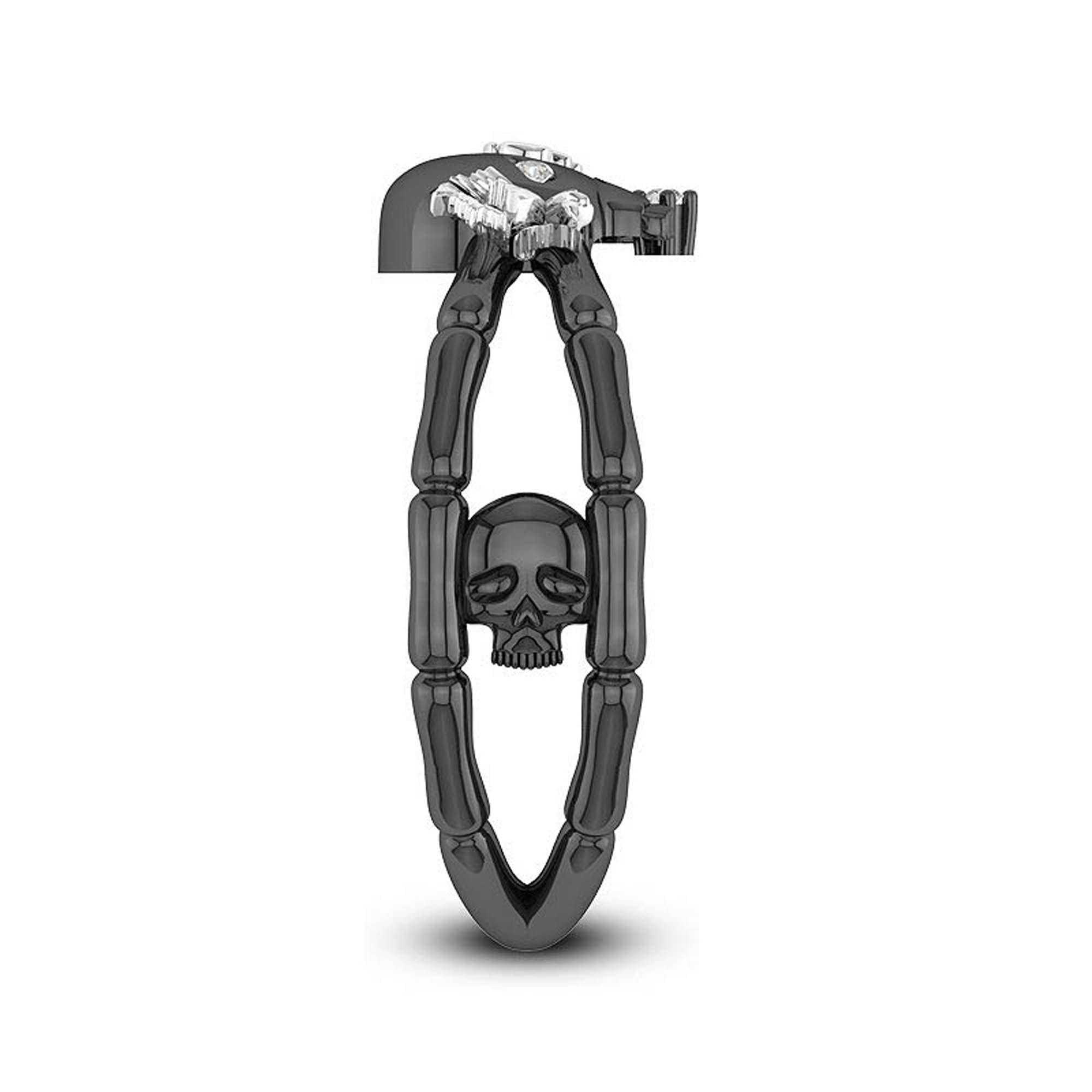 Gothic Round Silver or Black Gold CZ Crystal Ring