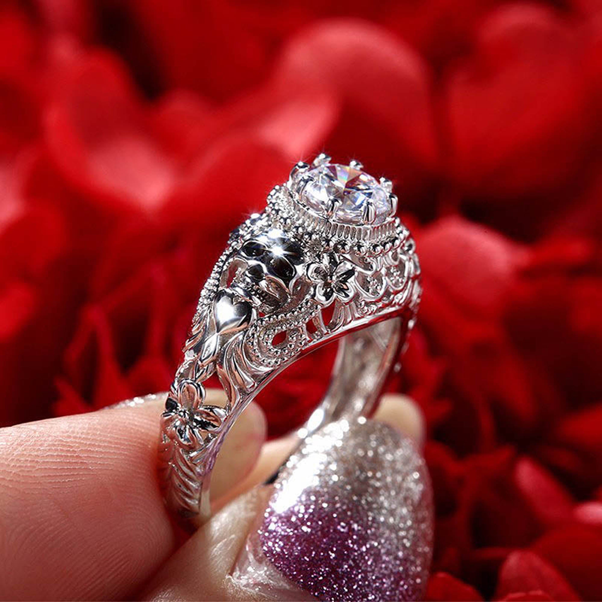 Austrian Gothic  Big CZ Crystal Ring
