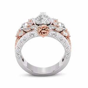 Austrian Rose Flower CZ Crystal Ring