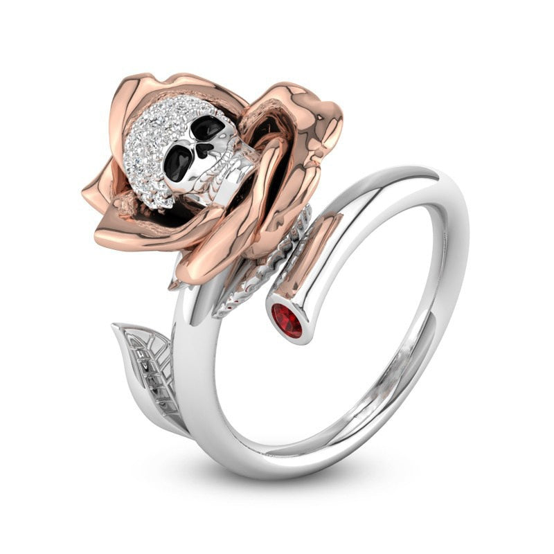 Austrian CZ Crystal Skull Ring -One Size (Adjustable Size)