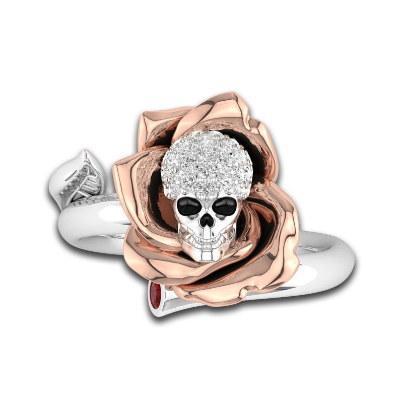 Austrian CZ Crystal Skull Ring -One Size (Adjustable Size)
