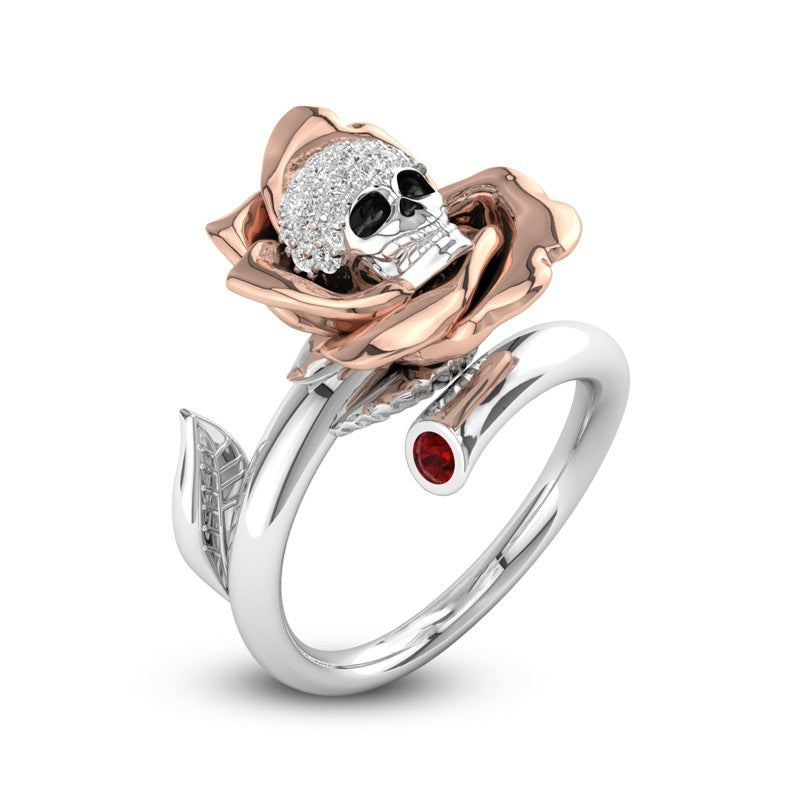 Austrian CZ Crystal Skull Ring -One Size (Adjustable Size)