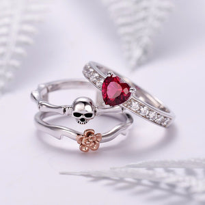 Austrian CZ Crystal 3 Style Gothic Silver Ring
