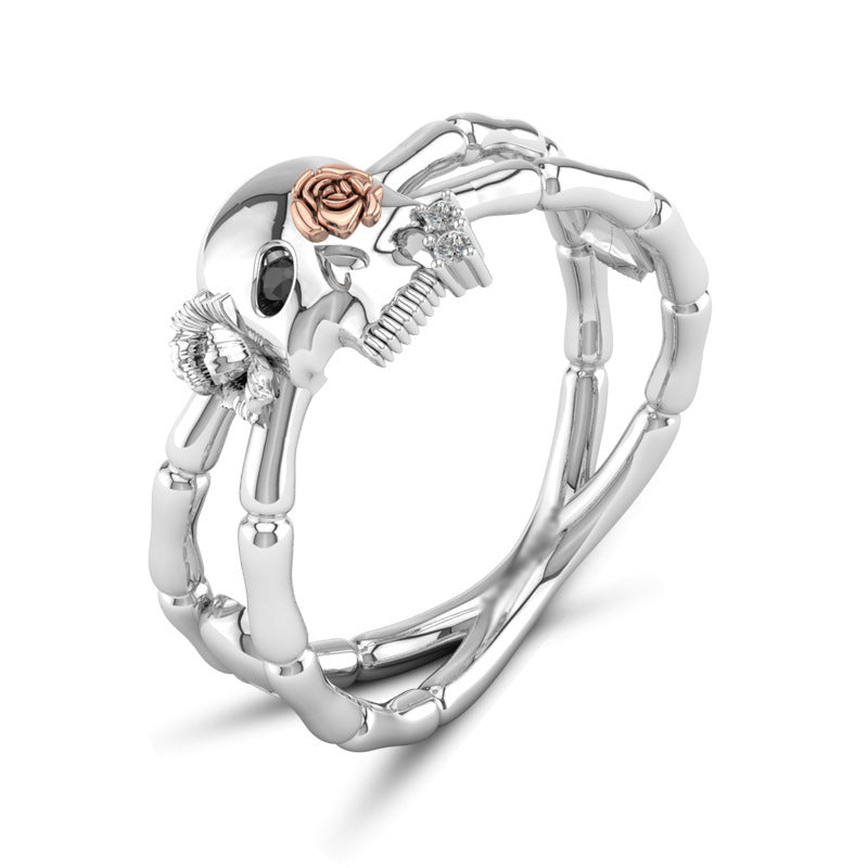 Gothic Round Silver or Black Gold CZ Crystal Ring